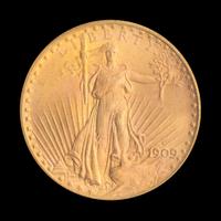 A United States 1909-S St. Gaudens $20 Gold Coin