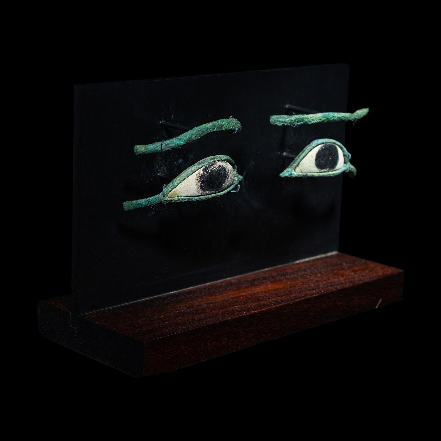 A Pair of Egyptian Bronze Eyes and Brows