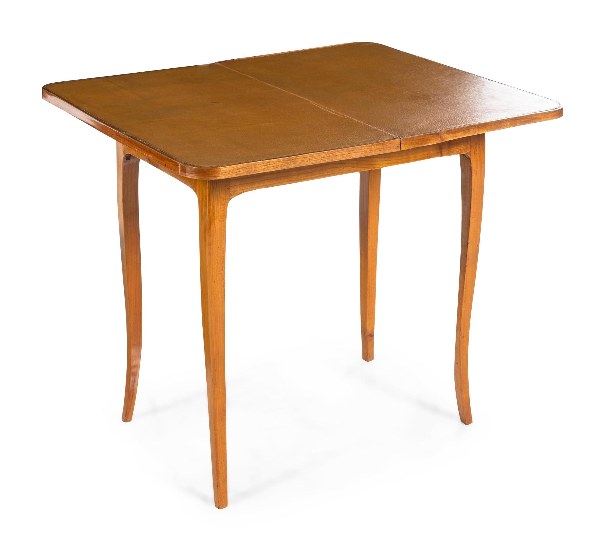 A Mahogany and Marquetry Game Table and a Fruitwood Flip-Top Game Table