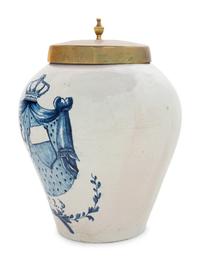 A Delft Blue and White Tobacco Jar