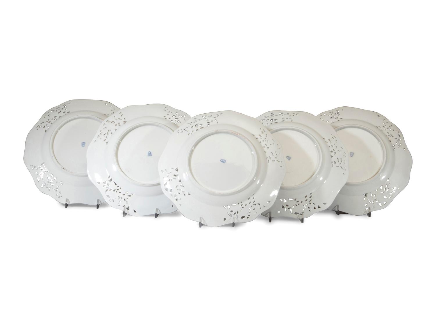 Twelve Vienna Porcelain Reticulated Dinner Plates