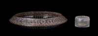 A Lalique Molded and Frosted Glass Bowl, Diameter of bowl 15 inches.