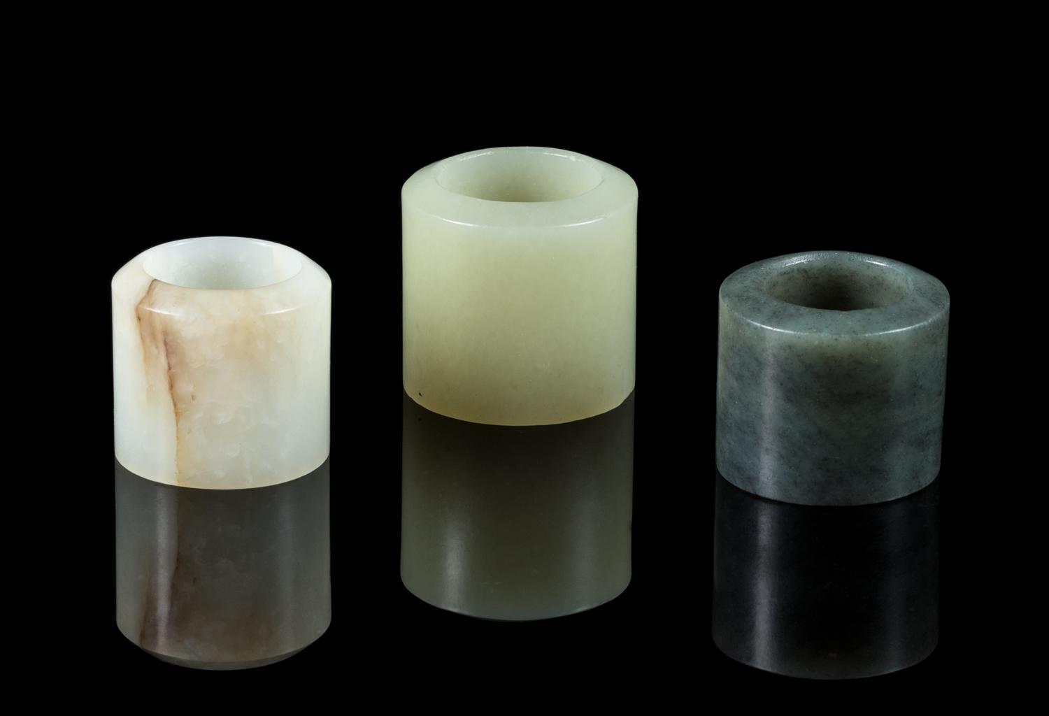 Three Chinese Jade Archer's Rings