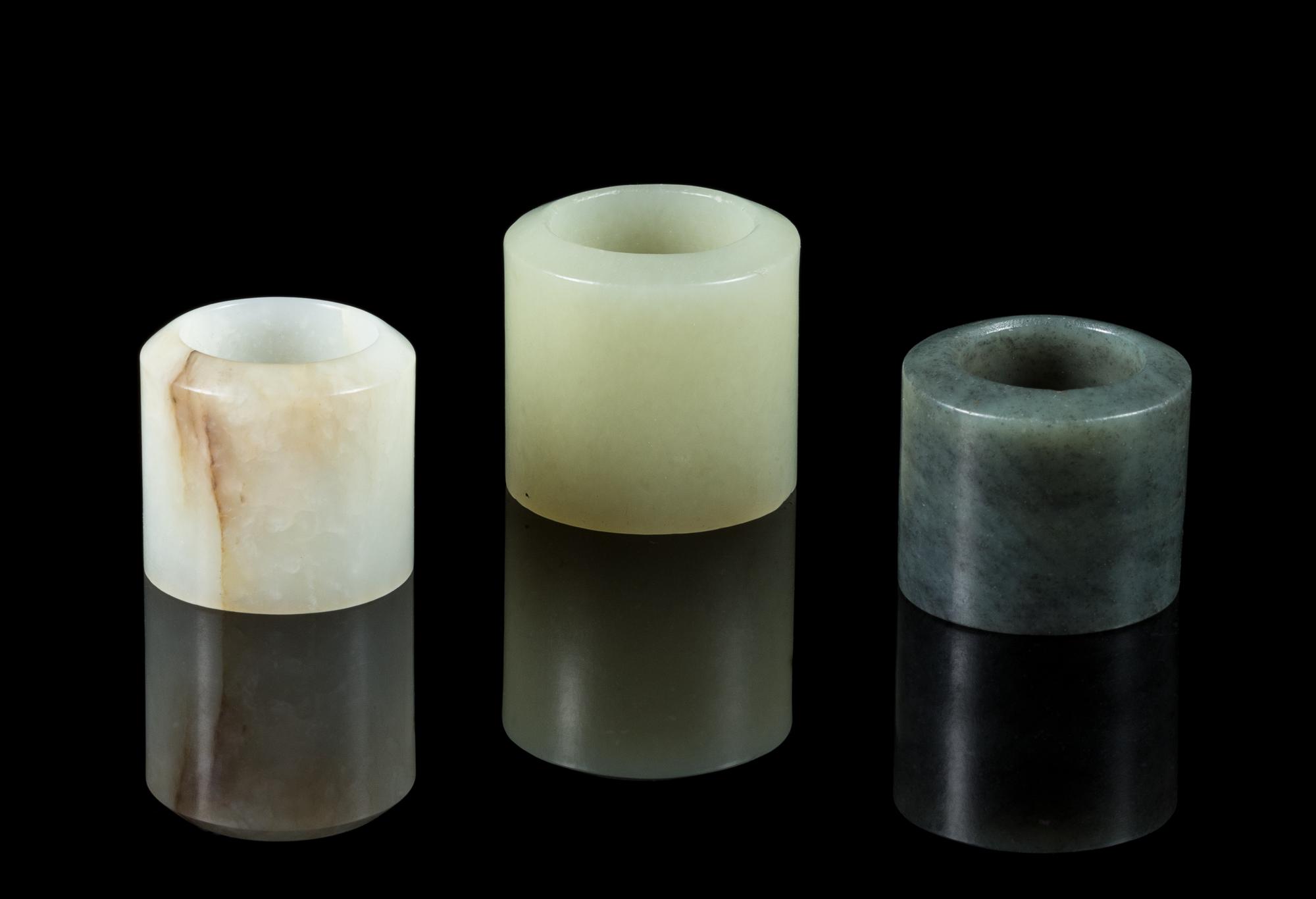 Three Chinese Jade Archer's Rings