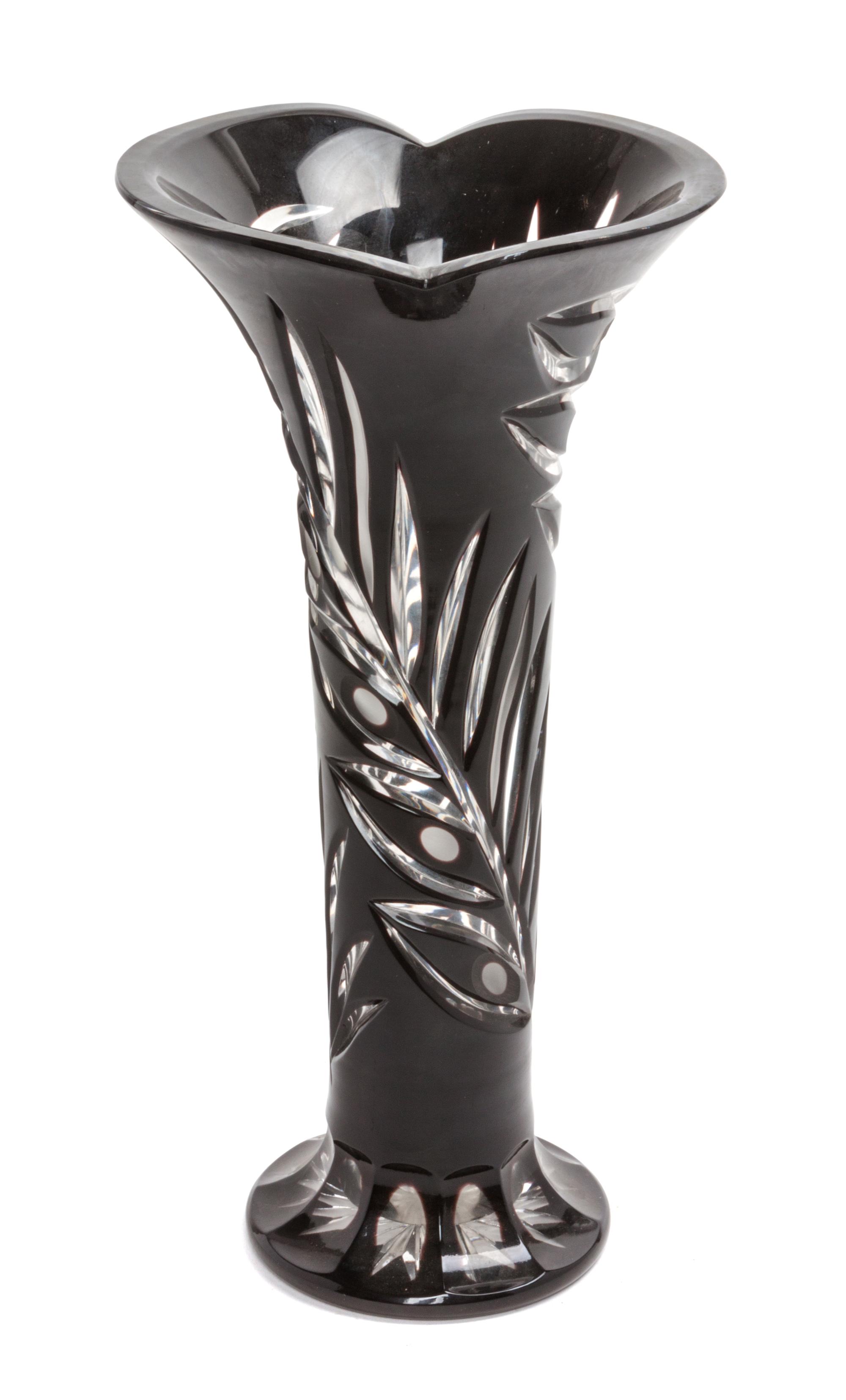 A Cut to Clear Russian Glass Vase Height 11 3/4 inches. — MODERN