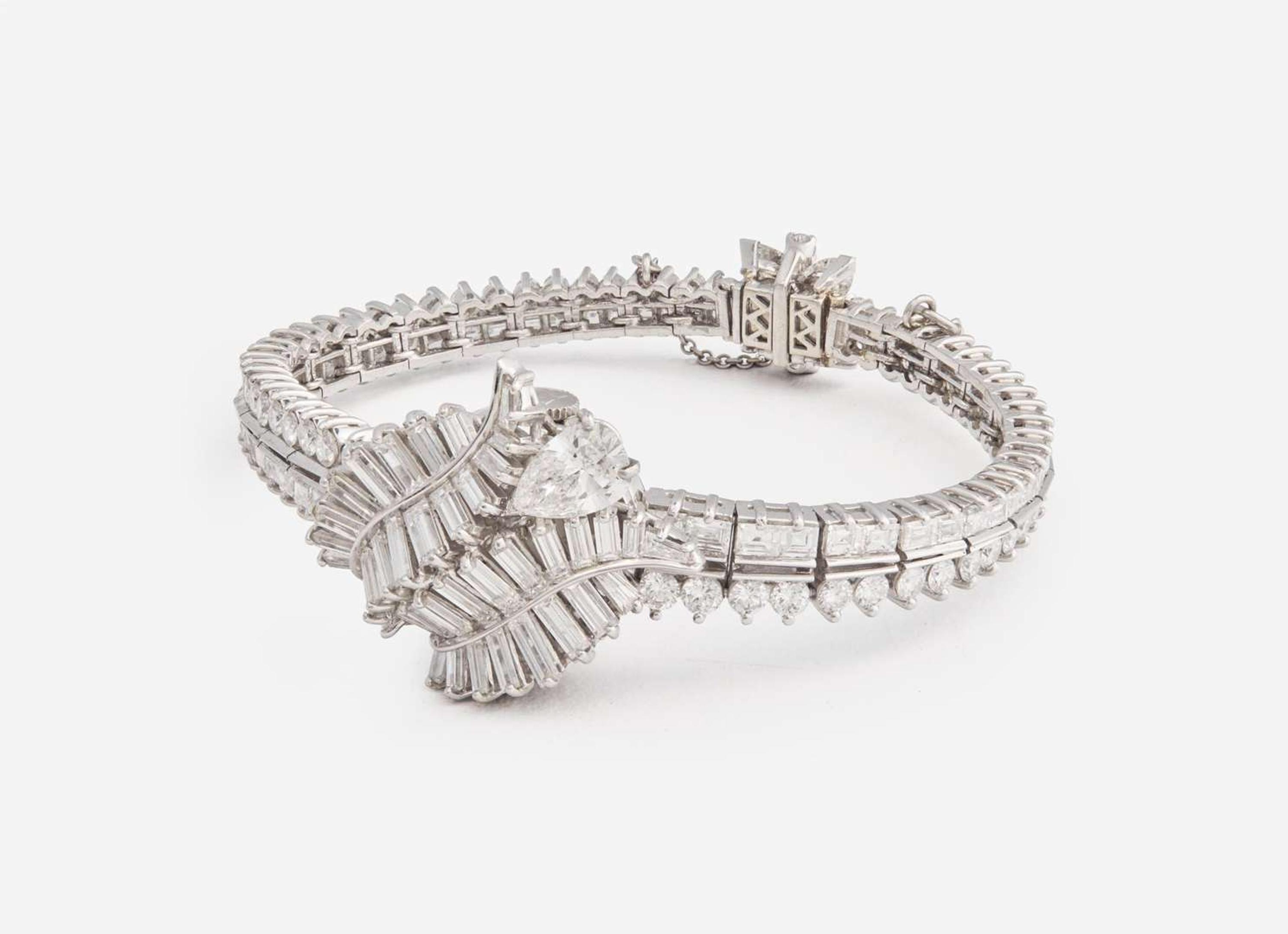 A Ladies Hidden Dial Platinum and Diamond Omega Watch
