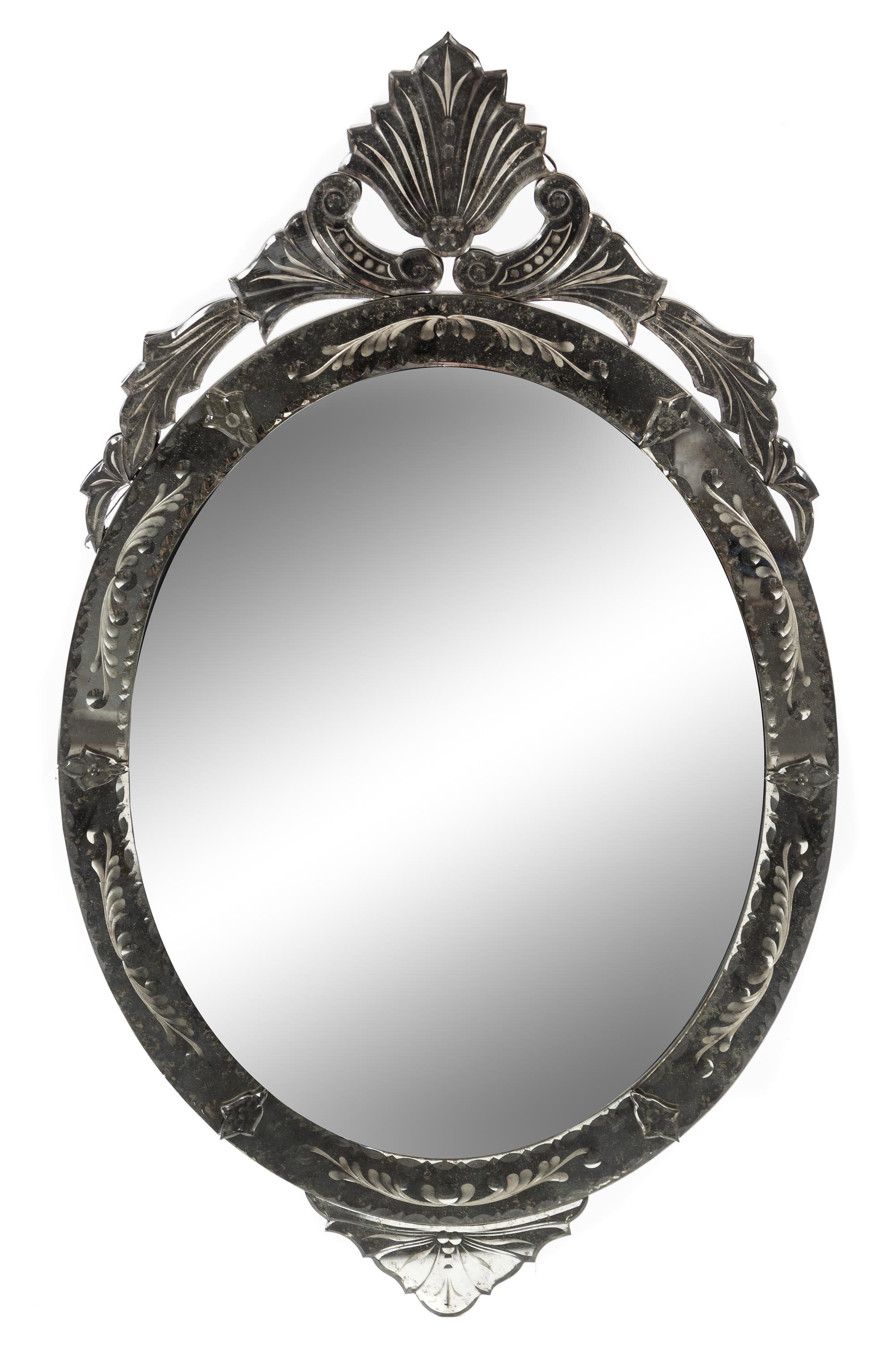 A Venetian Glass Mirror Height 45 x width 27 inches. — 20TH CENTURY