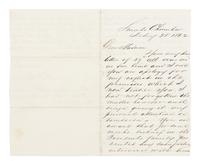 HENDERSON, John (1826-1913). Autograph letter signed ("J.B. Henderson") presumably to Emily Pillsbury Burke. Washington, D.C., 28 February 1862.
