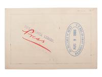 [CIVIL WAR]. SHERIDAN, Philip (1831-1888). Ticket to the funeral ceremonies of General Sheridan. [Washington, D.C.], August 1888.