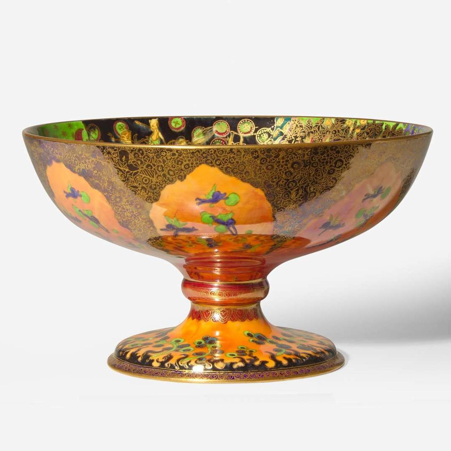 A Wedgwood Fairyland Lustre "Fairy Gondola" Footed Bowl UK, 1920s
