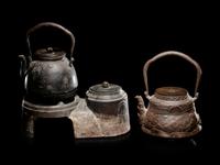 Four Japanese Cast Iron Teapots, Tetsubin