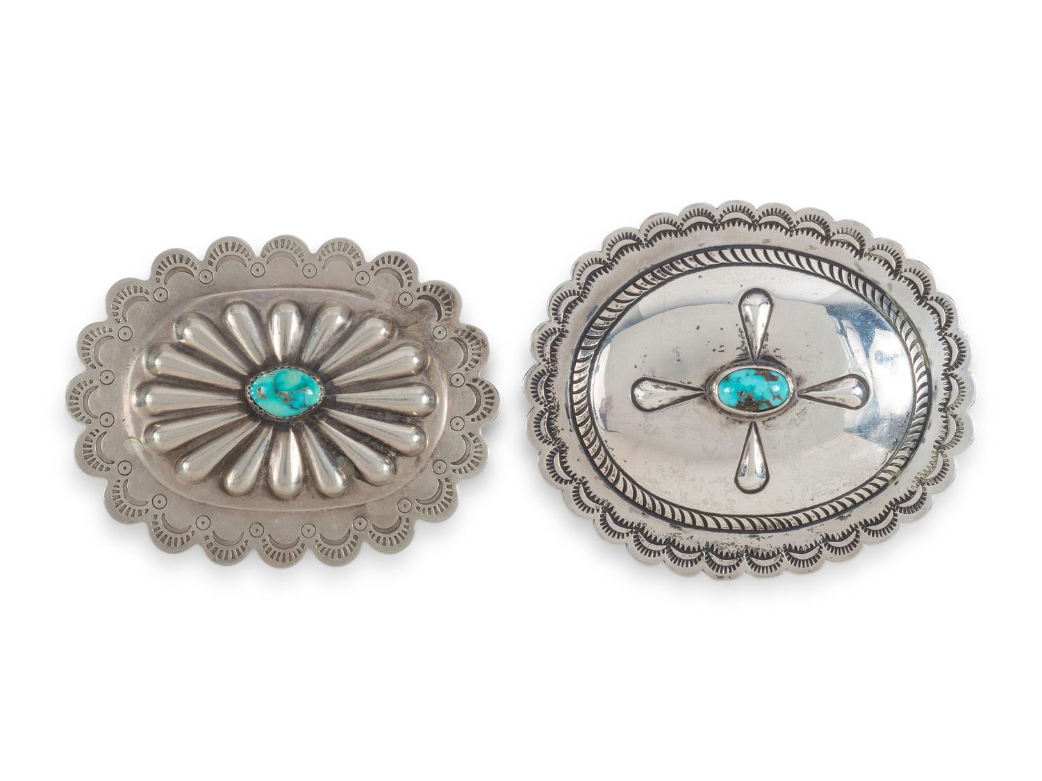 Navajo Silver and Turquoise Belt Buckle AND Pin / Brooch