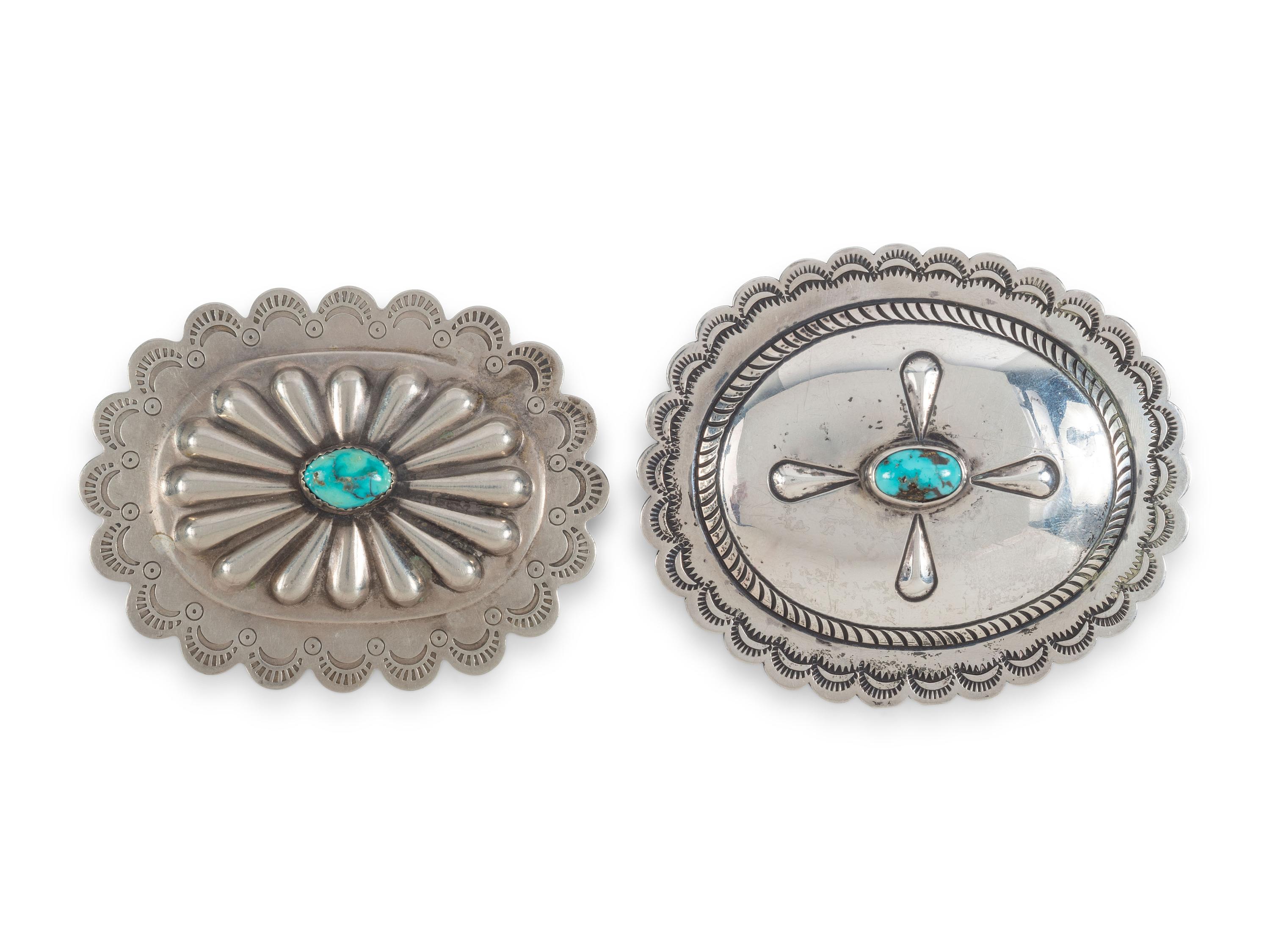 Navajo Silver and Turquoise Belt Buckle AND Pin / Brooch
