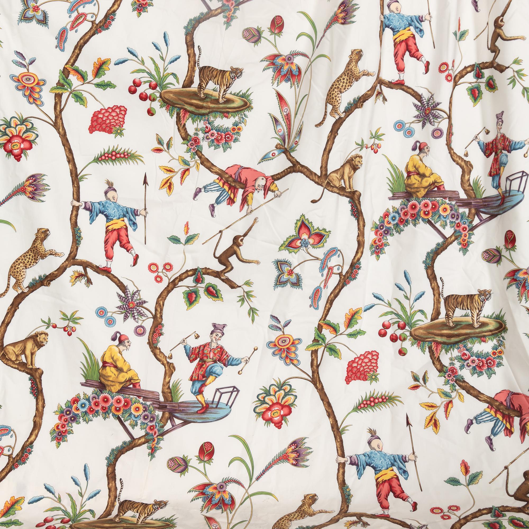 Five Pairs of Scalamandré Chinoise Exotique Curtains