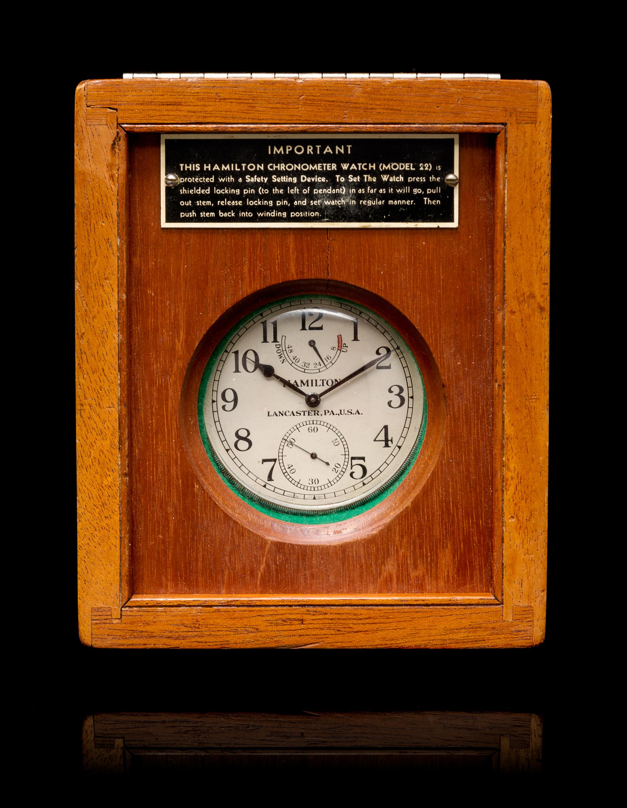 A Model 22 U.S. Navy Deck Chronometer Watch, Hamilton, Circa 1943,