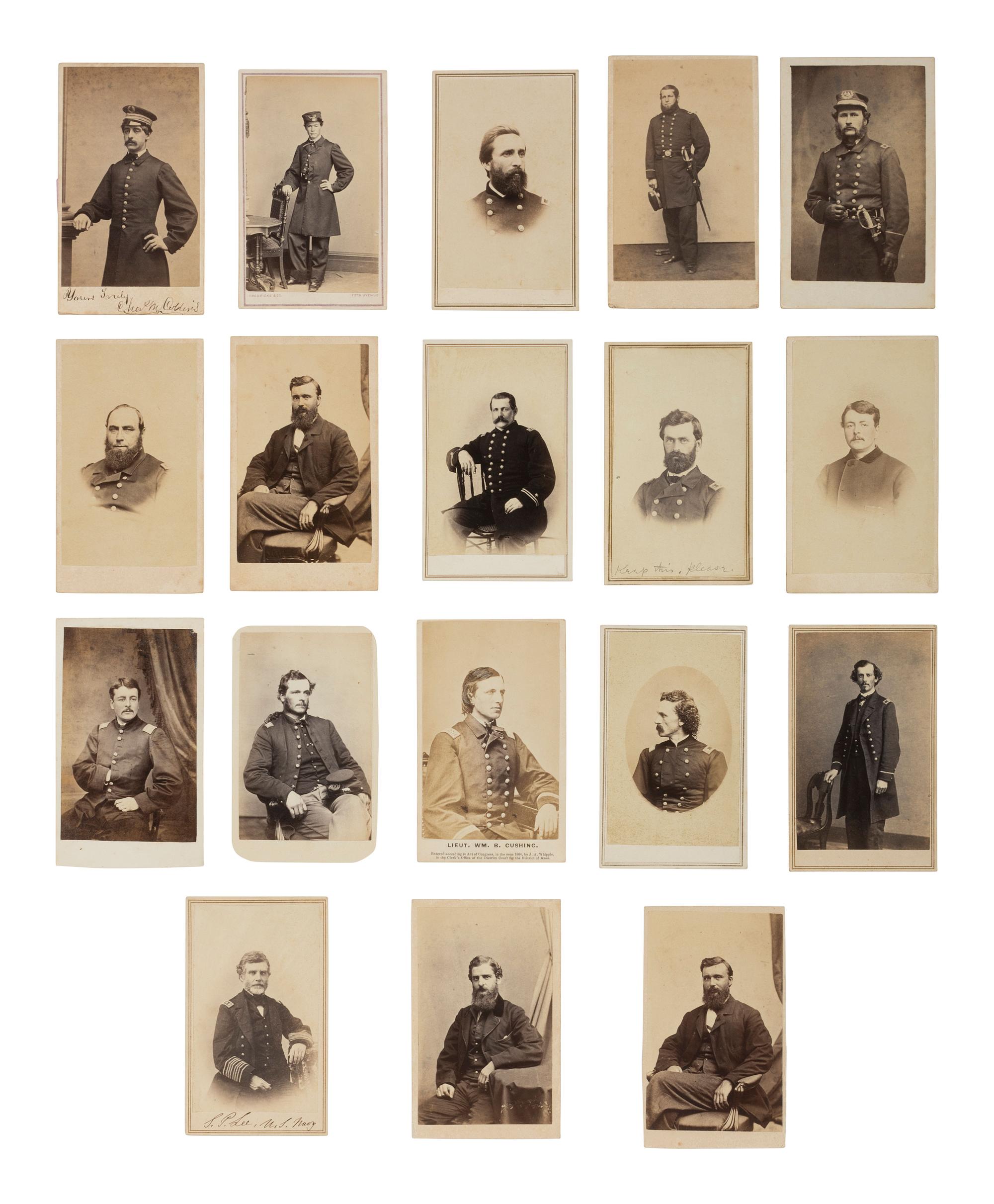 [CIVIL WAR]. CDV collection descended directly in the family of Vice President Hannibal Hamlin featuring portraits of family members and numerous military generals and officers.
