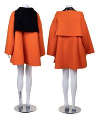 Two Geoffrey Beene Orange Mohair Coats with Vests, Fall 1993