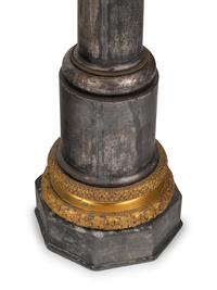 A Pair of French Gilt Bronze and Steel Columnar Lamps