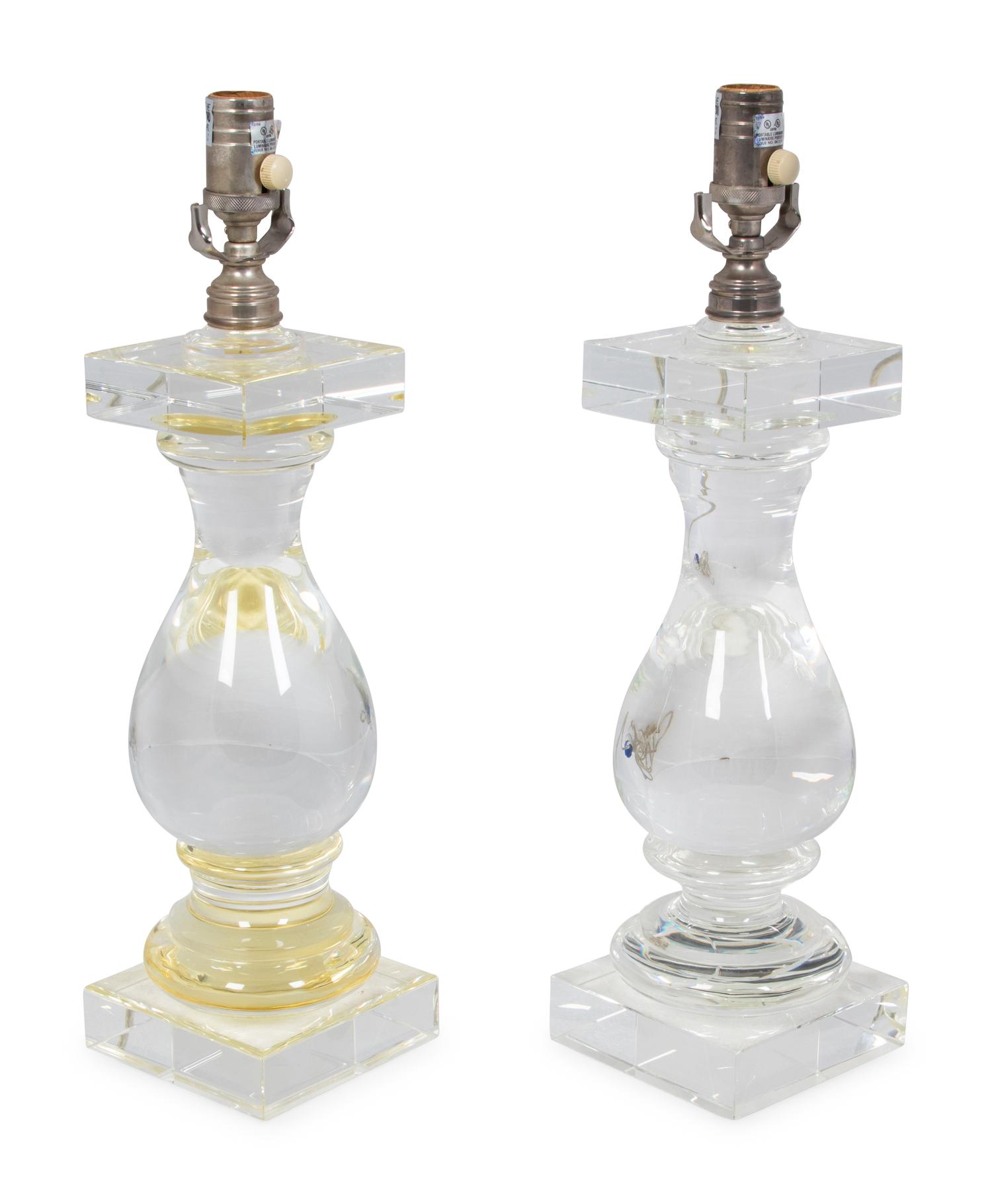 A Pair of Glass Table Lamps