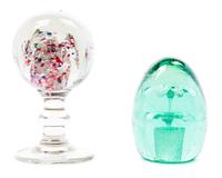 Eleven Glass Paperweights Diameter of widest 3 3/8 inches.