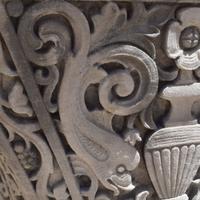 A Pair of American Carved Limestone Capitals 36" W x 25.5" D x 29.5" H — United States, Circa 1920