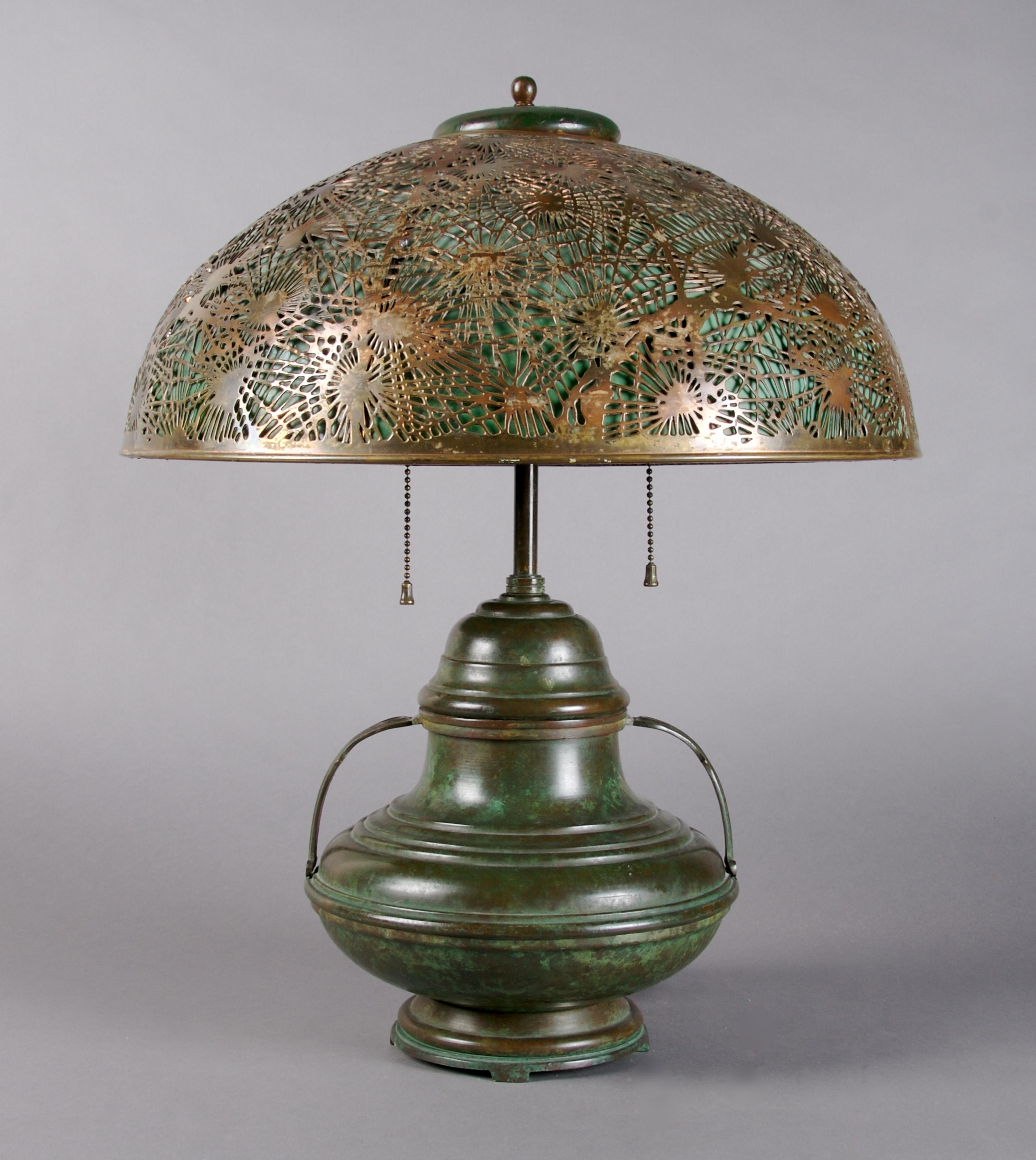 An American Pine Needle Table Lamp, attributed to Revere, Height 19 3/4 inches.