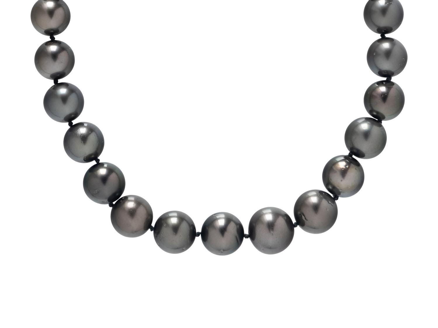CULTURED GRAY PEARL AND DIAMOND NECKLACE