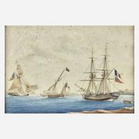 Nicholas Cammillieri (Italian, 1762–1860) Combat du Corsaire 'La Mouche;' together with a companion