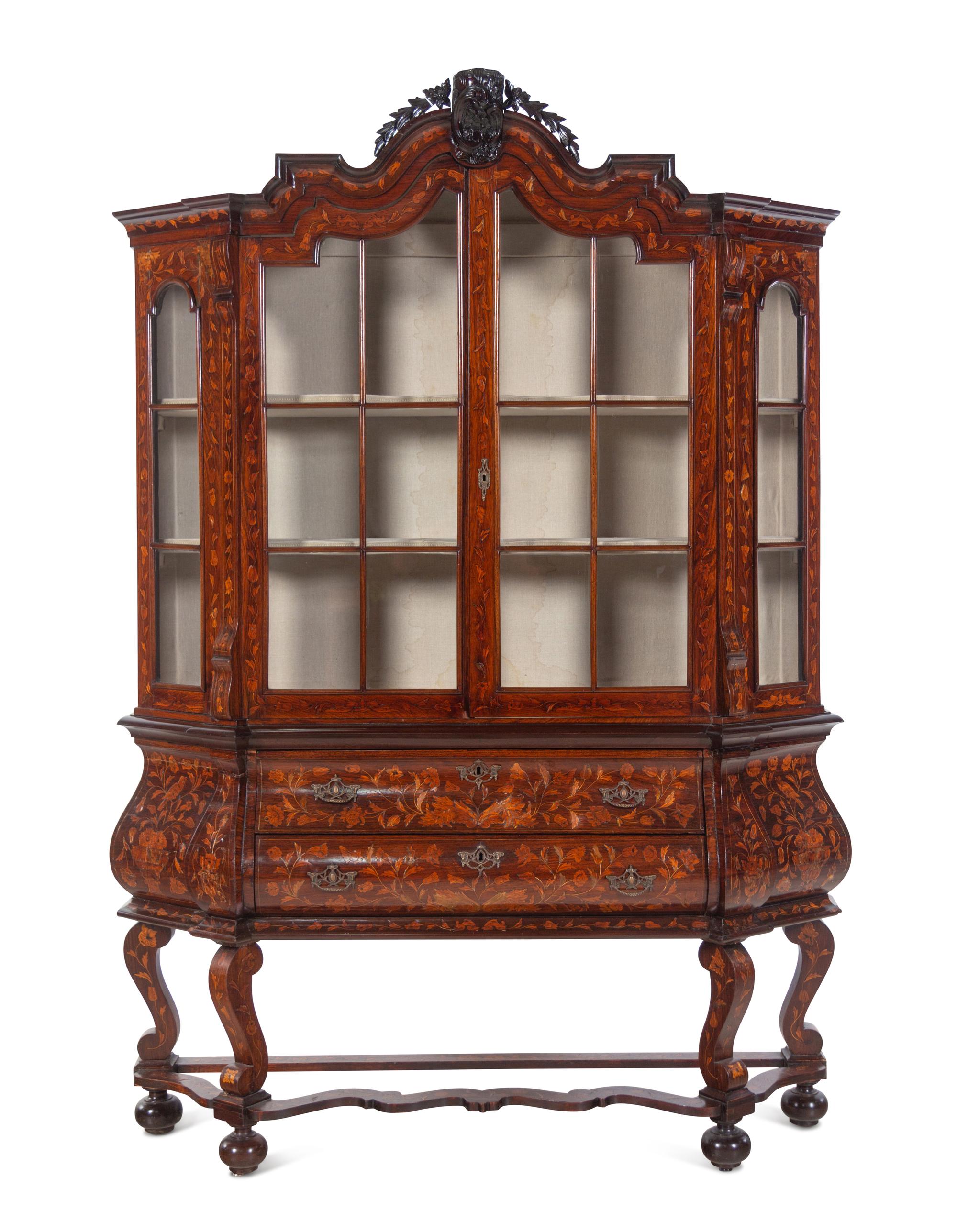 A Dutch Marquetry Cabinet on Stand
