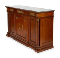 A French Empire Gilt Metal Mounted Mahogany Marble Top Sideboard