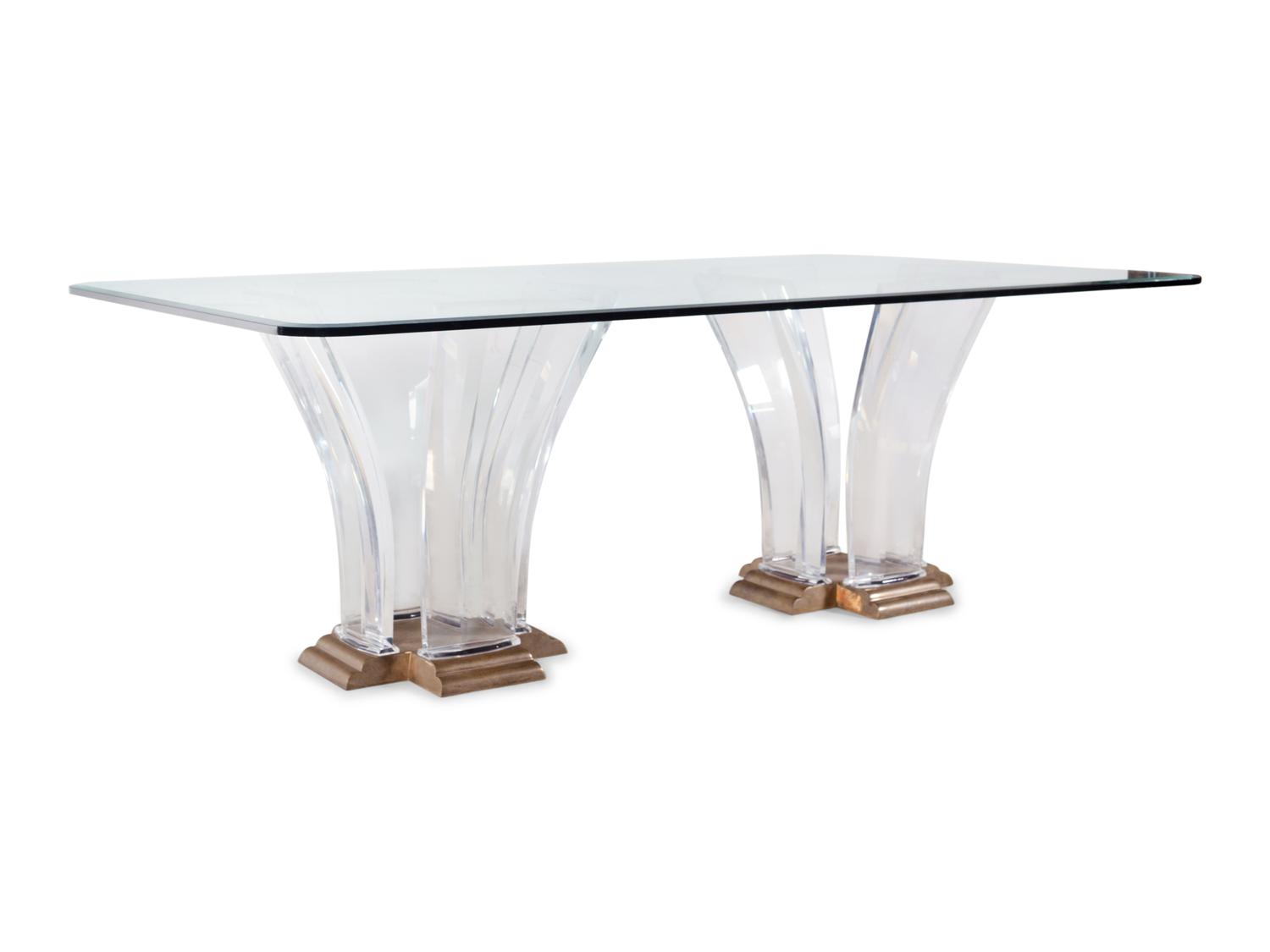 A Jeffrey Bigelow Lucite, Bronze and Glass Dining Table