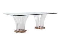 A Jeffrey Bigelow Lucite, Bronze and Glass Dining Table
