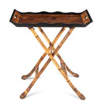 A Victorian Part Ebonized Tray Table on a Faux Bamboo Stand