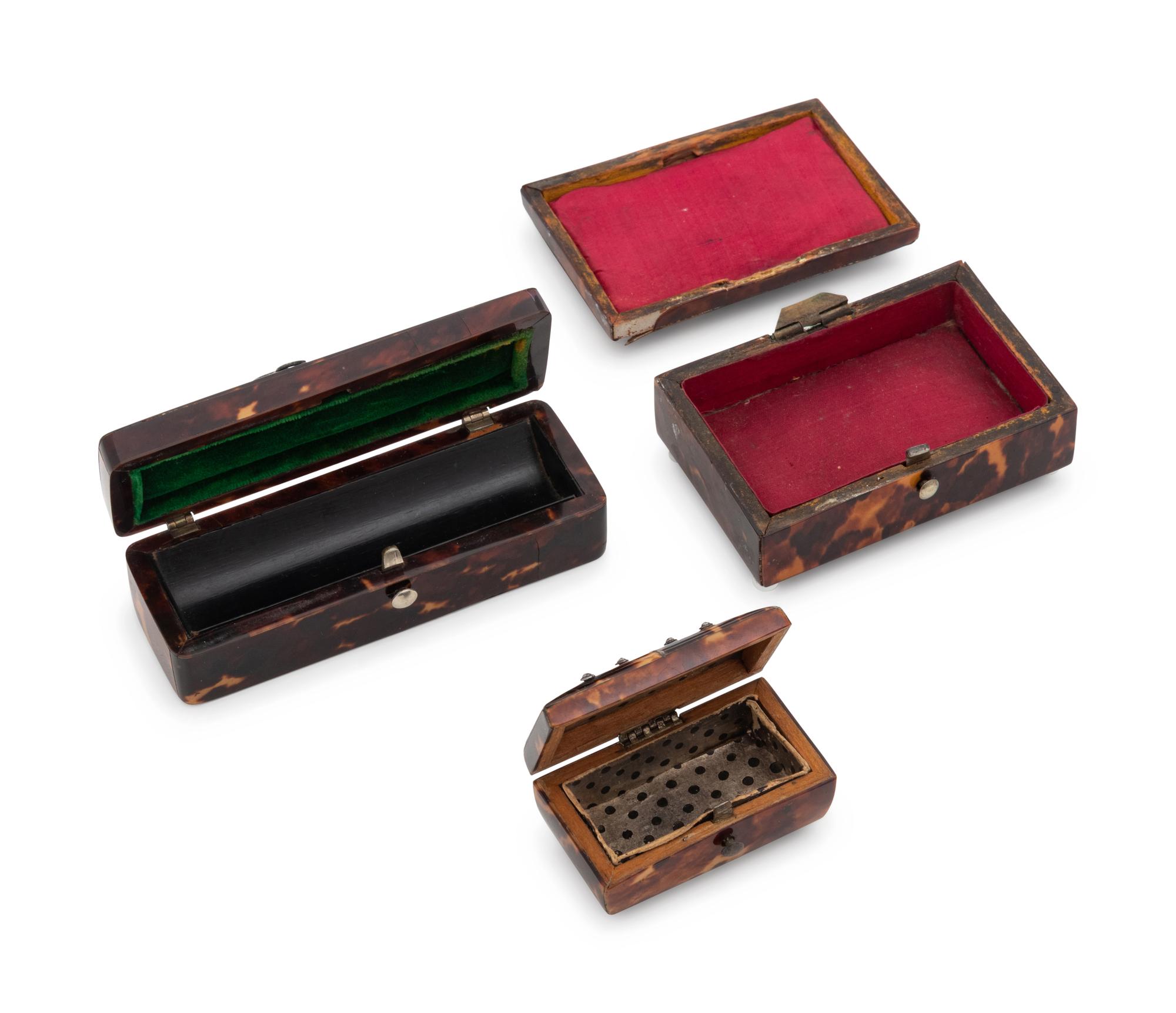 Three English Tortoise Shell Veneered Boxes