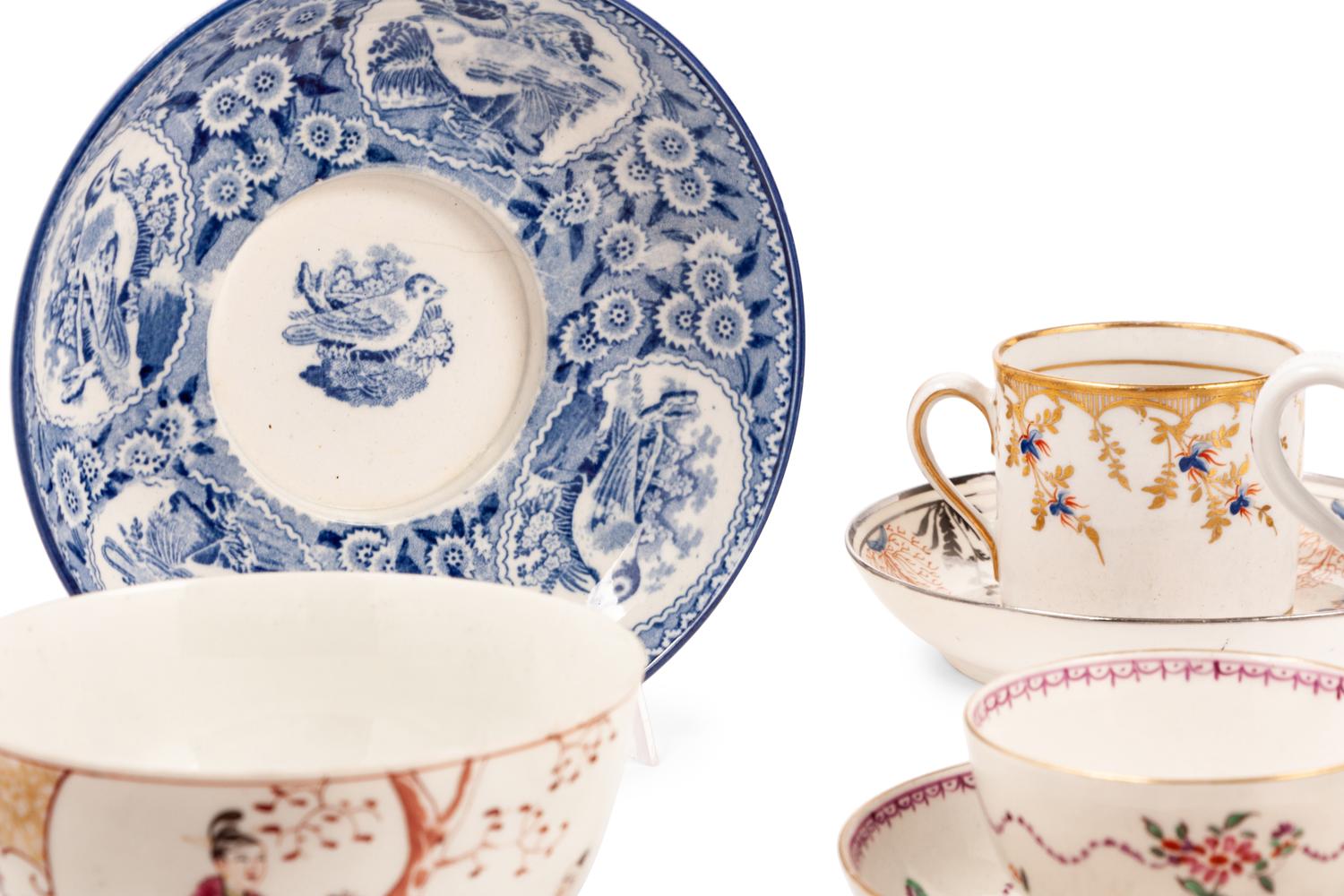 A Large Collection of English Porcelain Teacups and Saucers