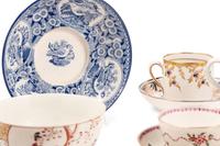 A Large Collection of English Porcelain Teacups and Saucers