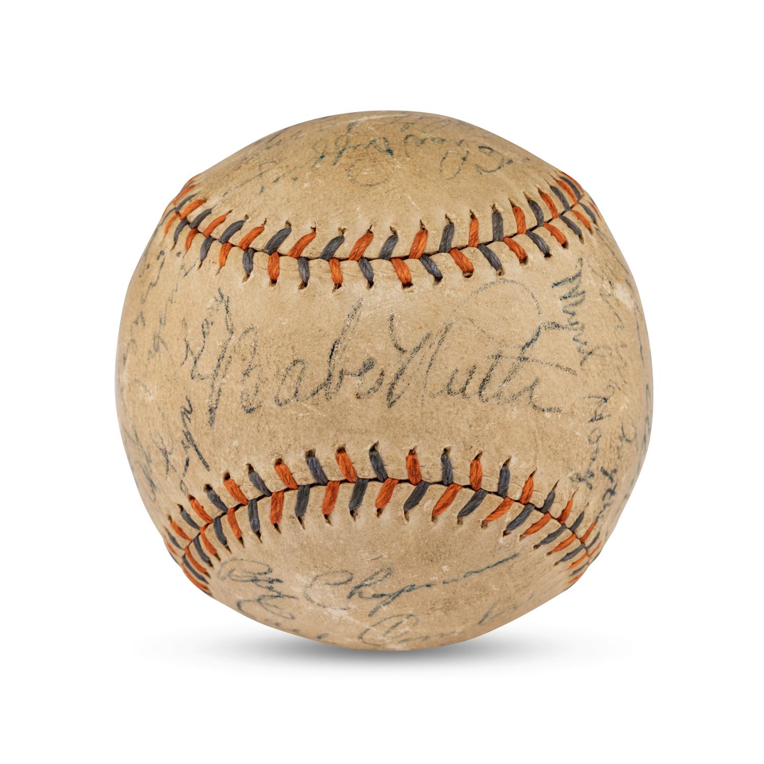 A 1934 New York Yankees Team Signed Autograph Baseball Featuring Babe Ruth and Lou Gehrig (PSA and Beckett Authentication Services Letters of Authenticity)