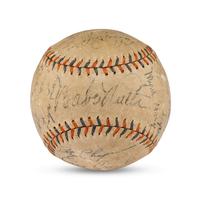 A 1934 New York Yankees Team Signed Autograph Baseball Featuring Babe Ruth and Lou Gehrig (PSA and Beckett Authentication Services Letters of Authenticity)