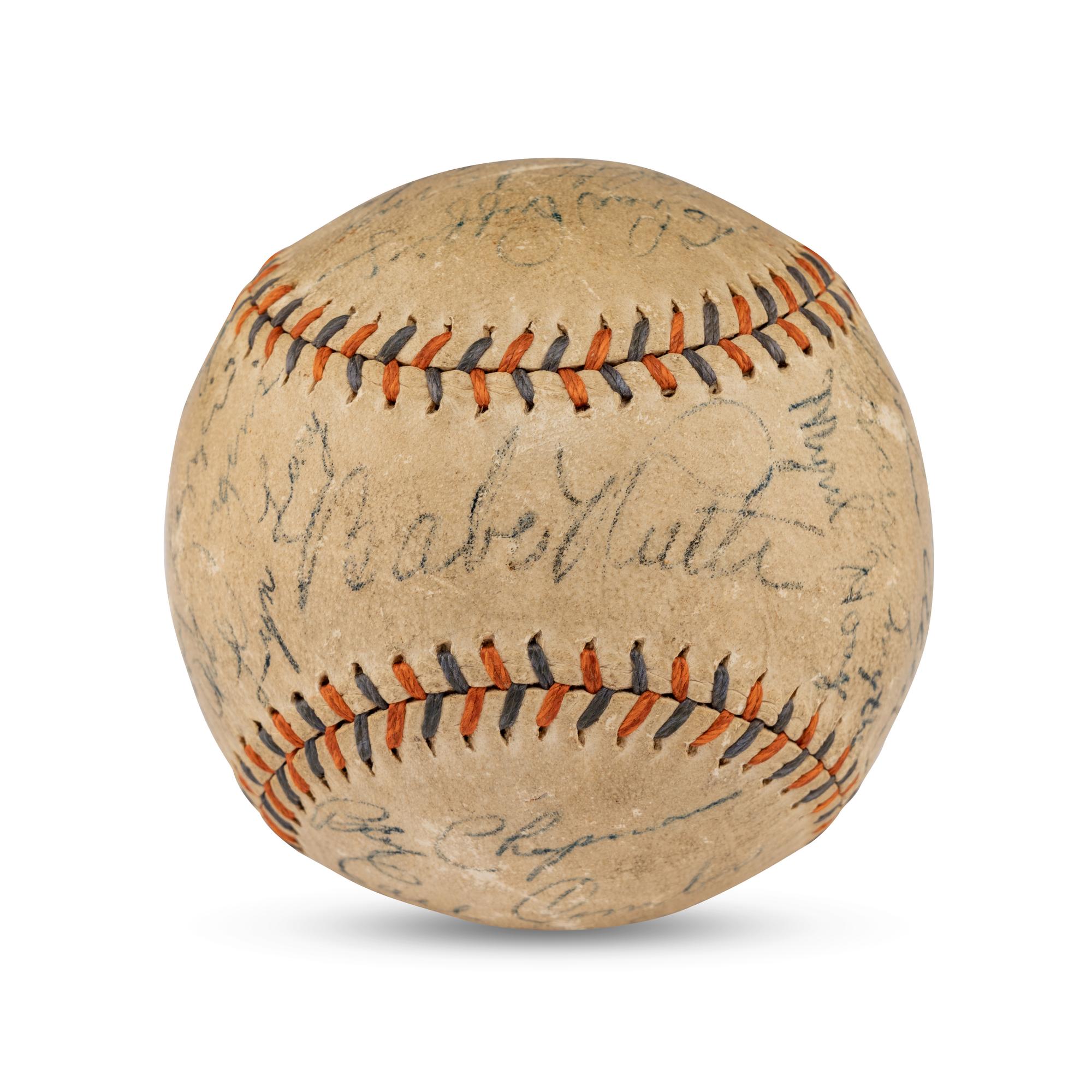 A 1934 New York Yankees Team Signed Autograph Baseball Featuring Babe Ruth and Lou Gehrig (PSA and Beckett Authentication Services Letters of Authenticity)