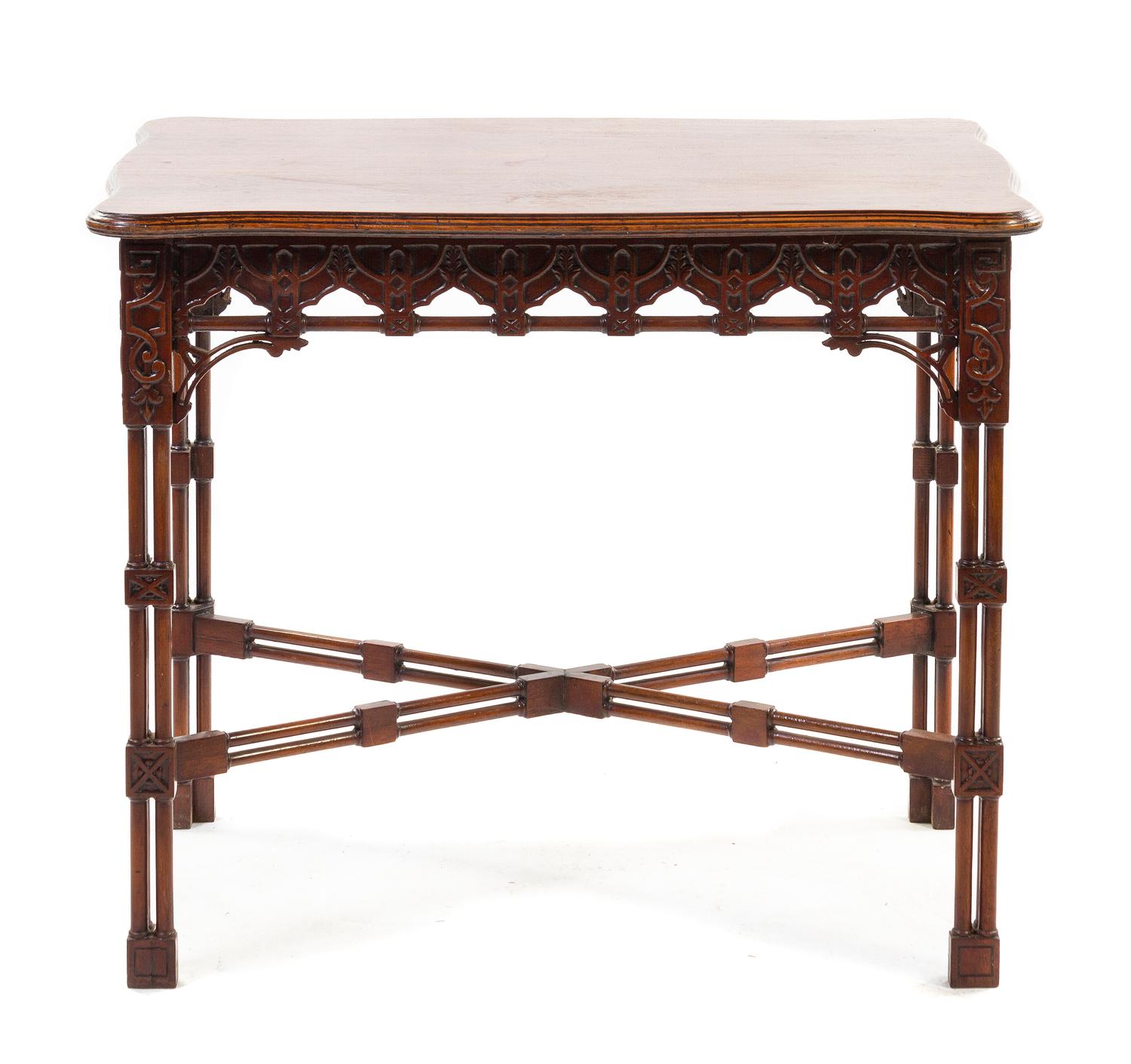 A Chippendale Style Mahogany Occasional Table, Height 28 5/8 x width 34 1/4 x depth 23 inches.