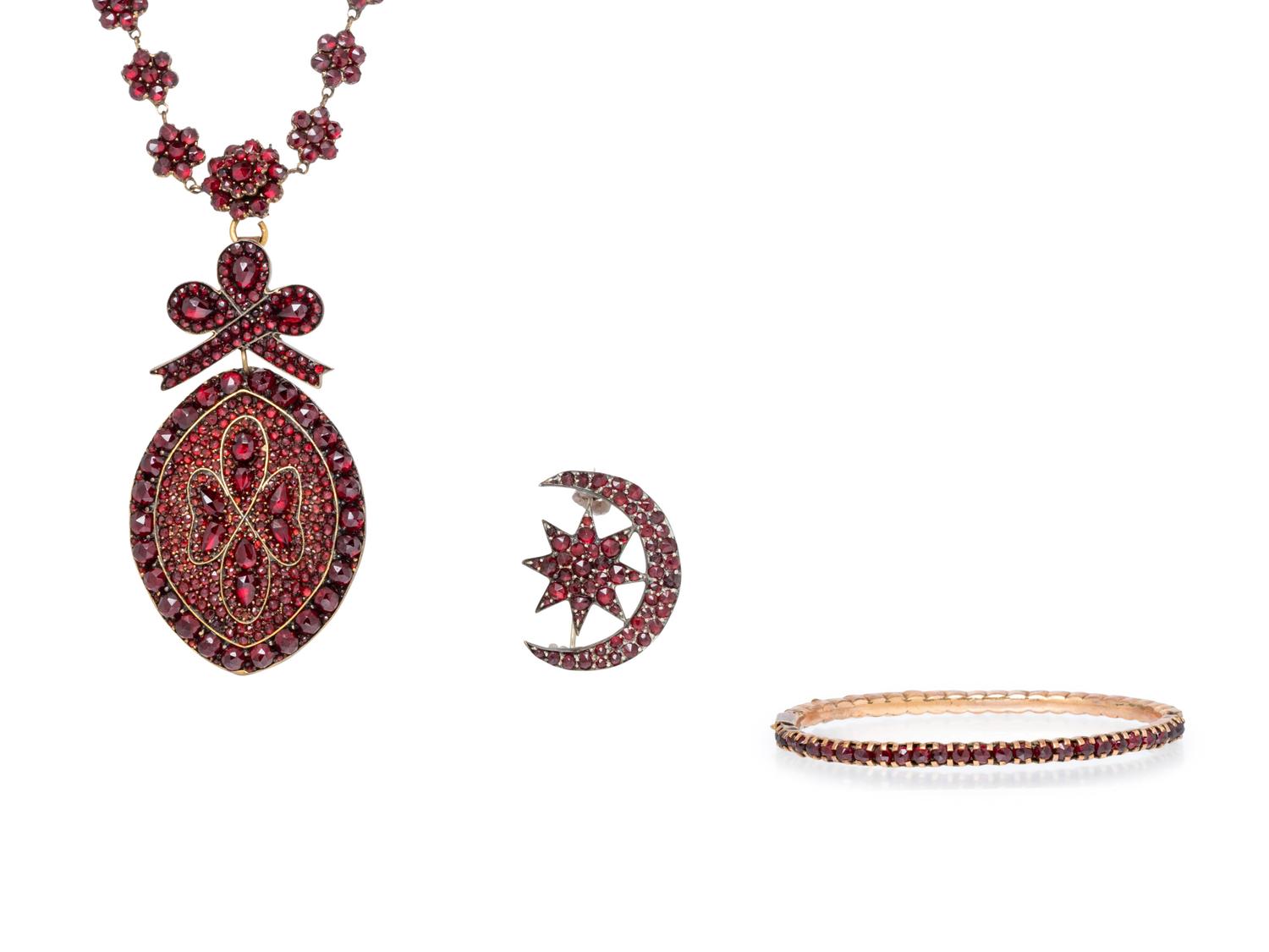 A Collection of Bohemian Garnet Jewelry,