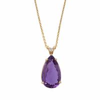 Amethyst, Diamond, and Yellow Gold Pendant Necklace