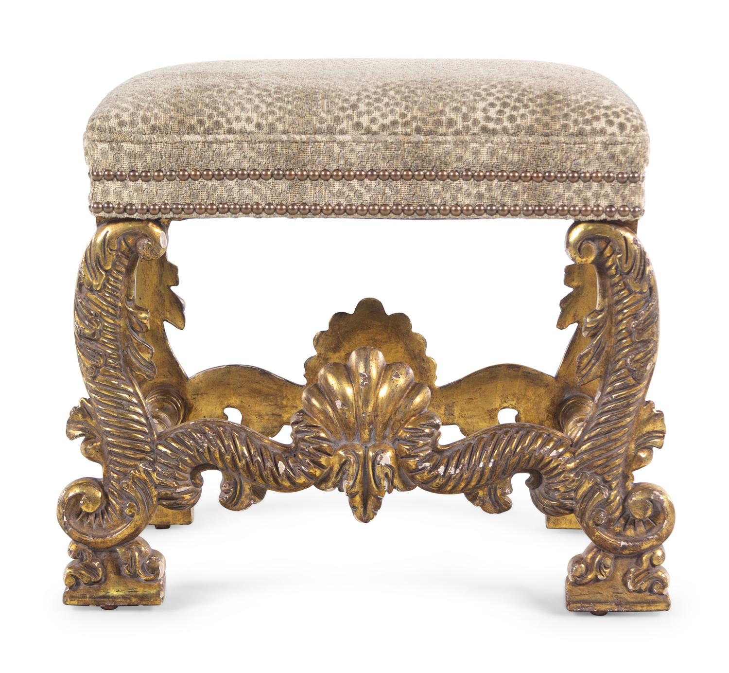 An Italian Baroque Style Giltwood Stool