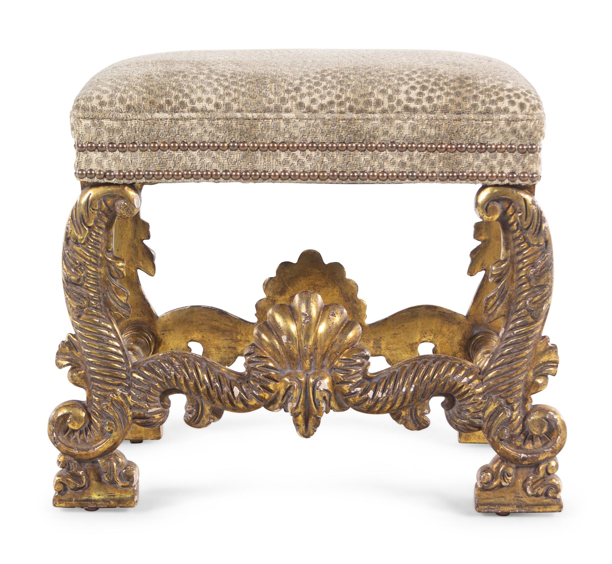 An Italian Baroque Style Giltwood Stool
