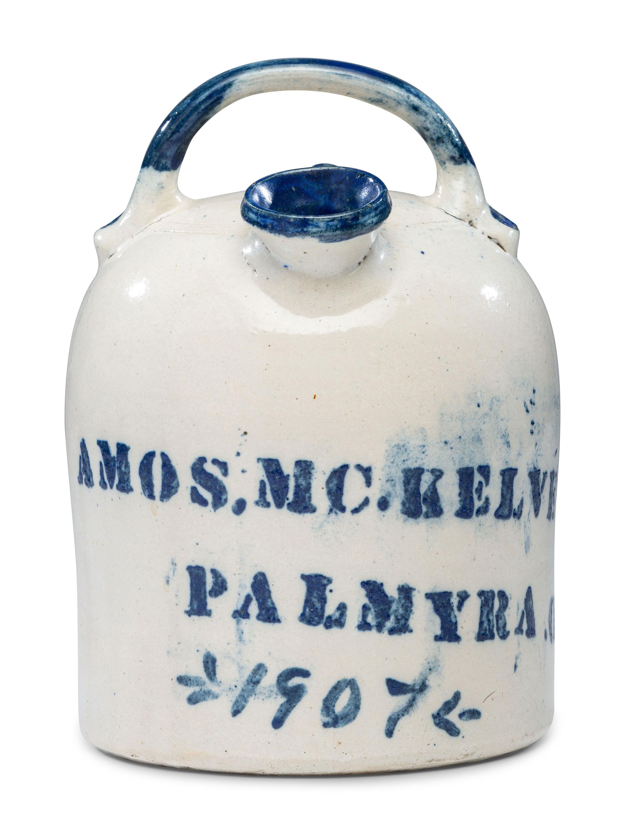 A Dustman Cobalt Decorated 'Dancing Girl' Harvest Jug