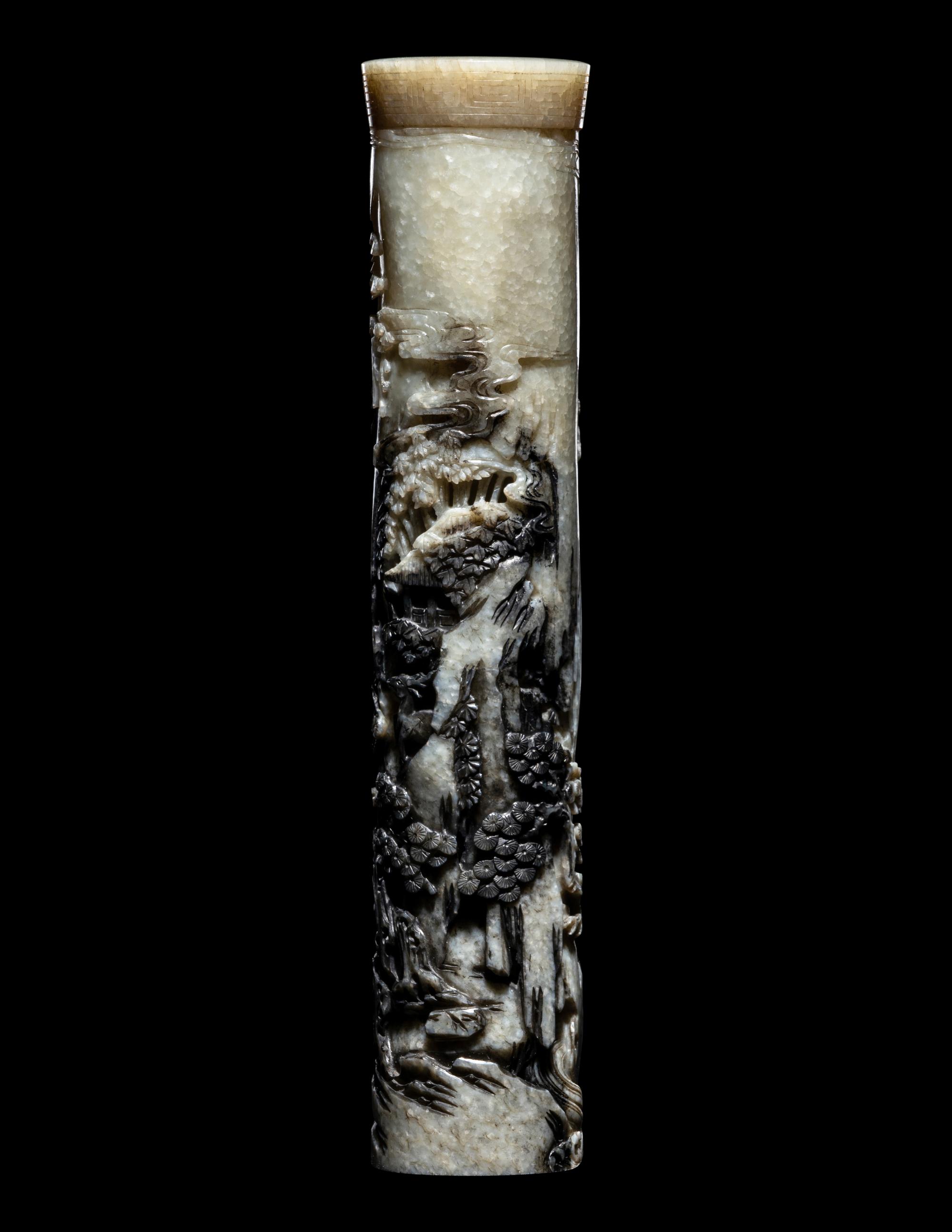 A Carved Black and White Jade Parfumier