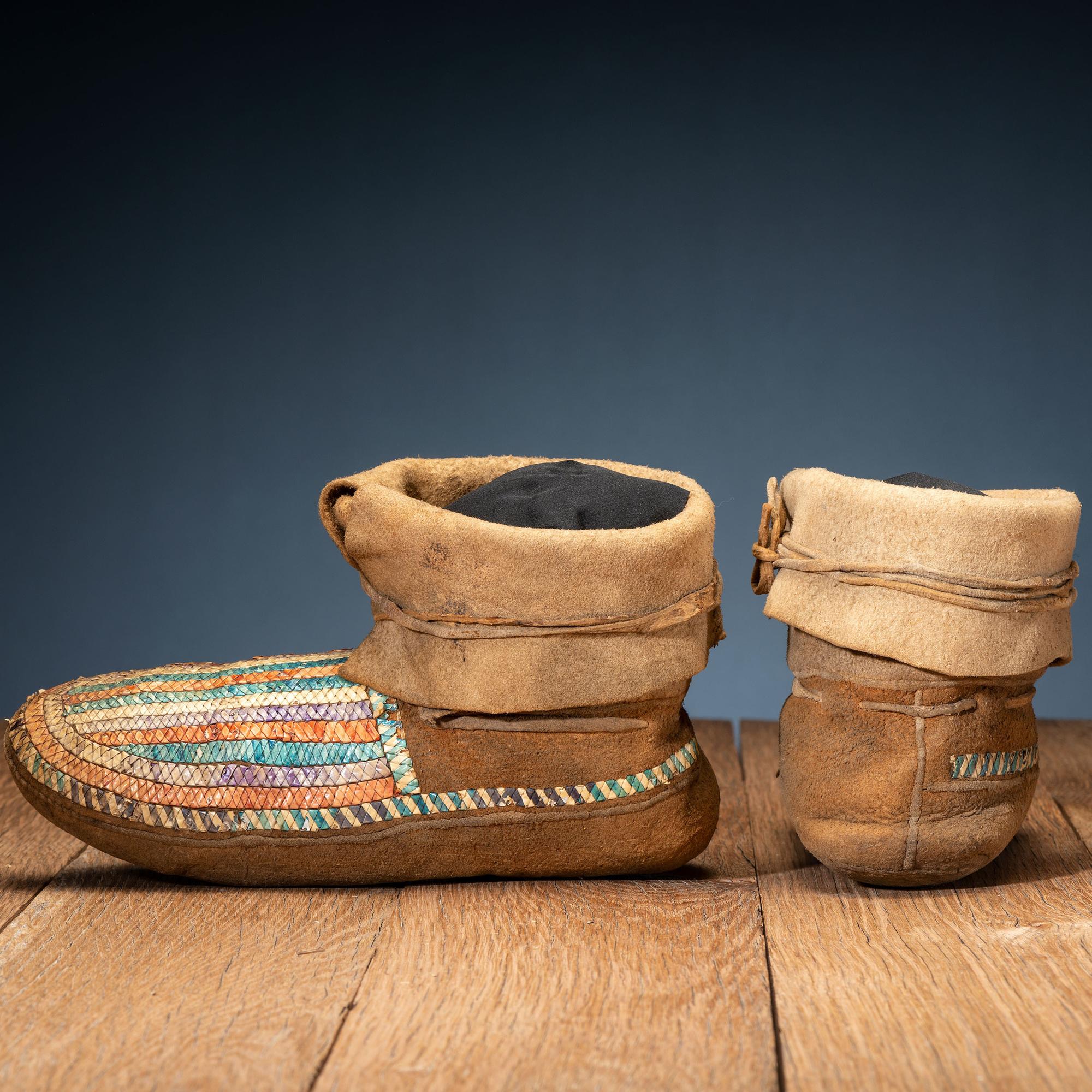 Antique Northern Plains Quilled Moccasins - Antique, greater then 100 years old.