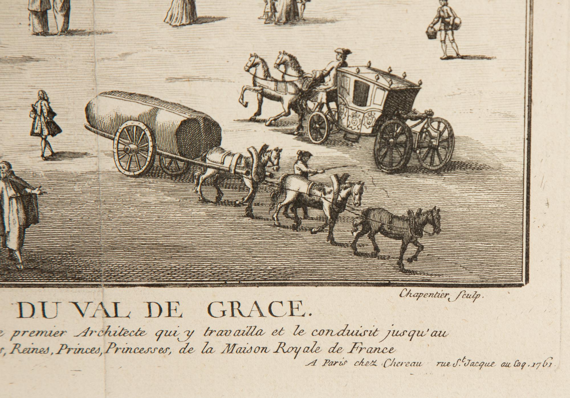 A Copper Engraving by Francois-Philippe Charpentier (French, 1734-1817) Vue Persepctive de la Facade de L'Abbaye Royal du Val du Grace
