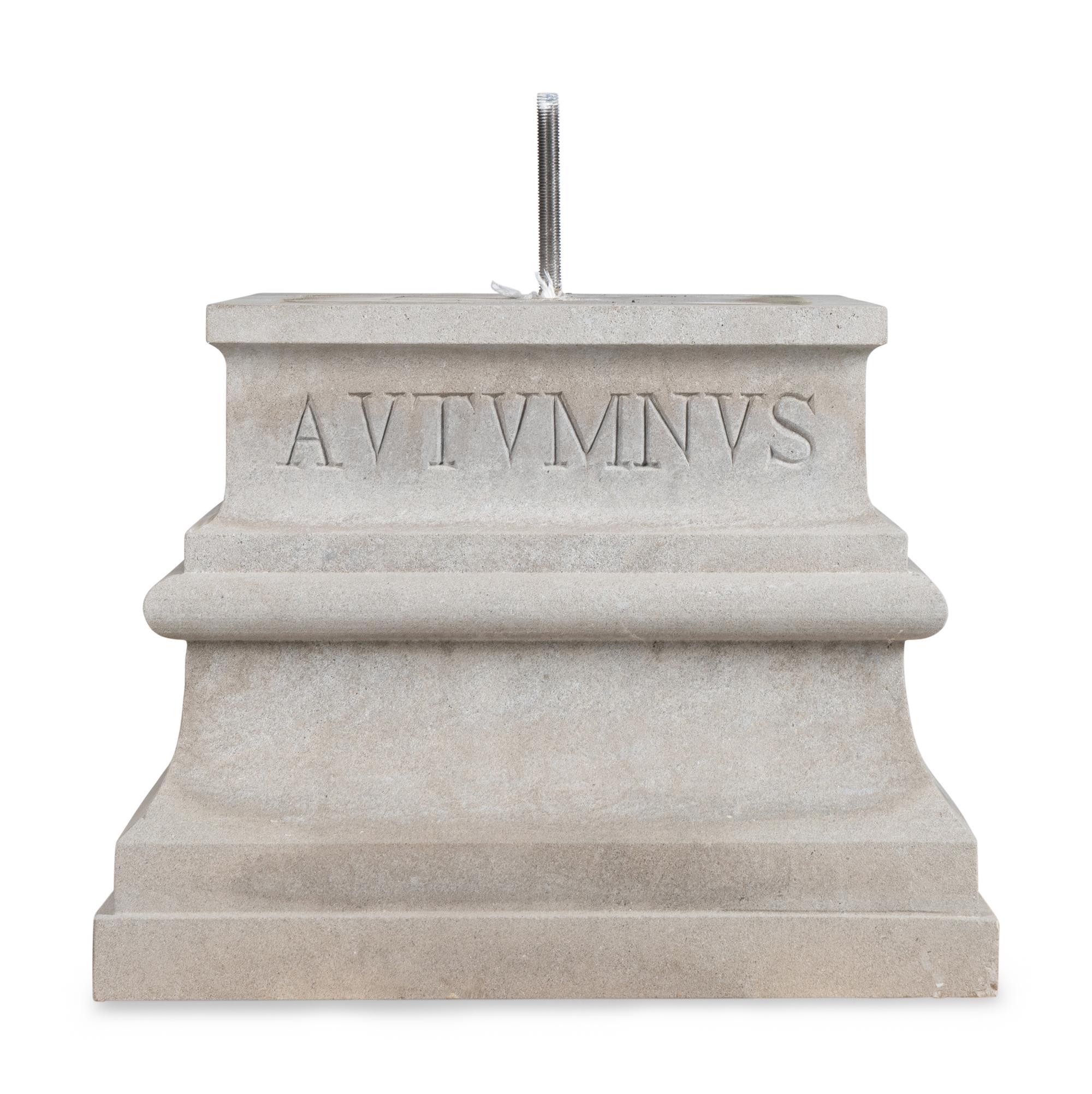 A Set of Four Monumental Carved Marble Garden Herms Allegorical of the Four Seasons