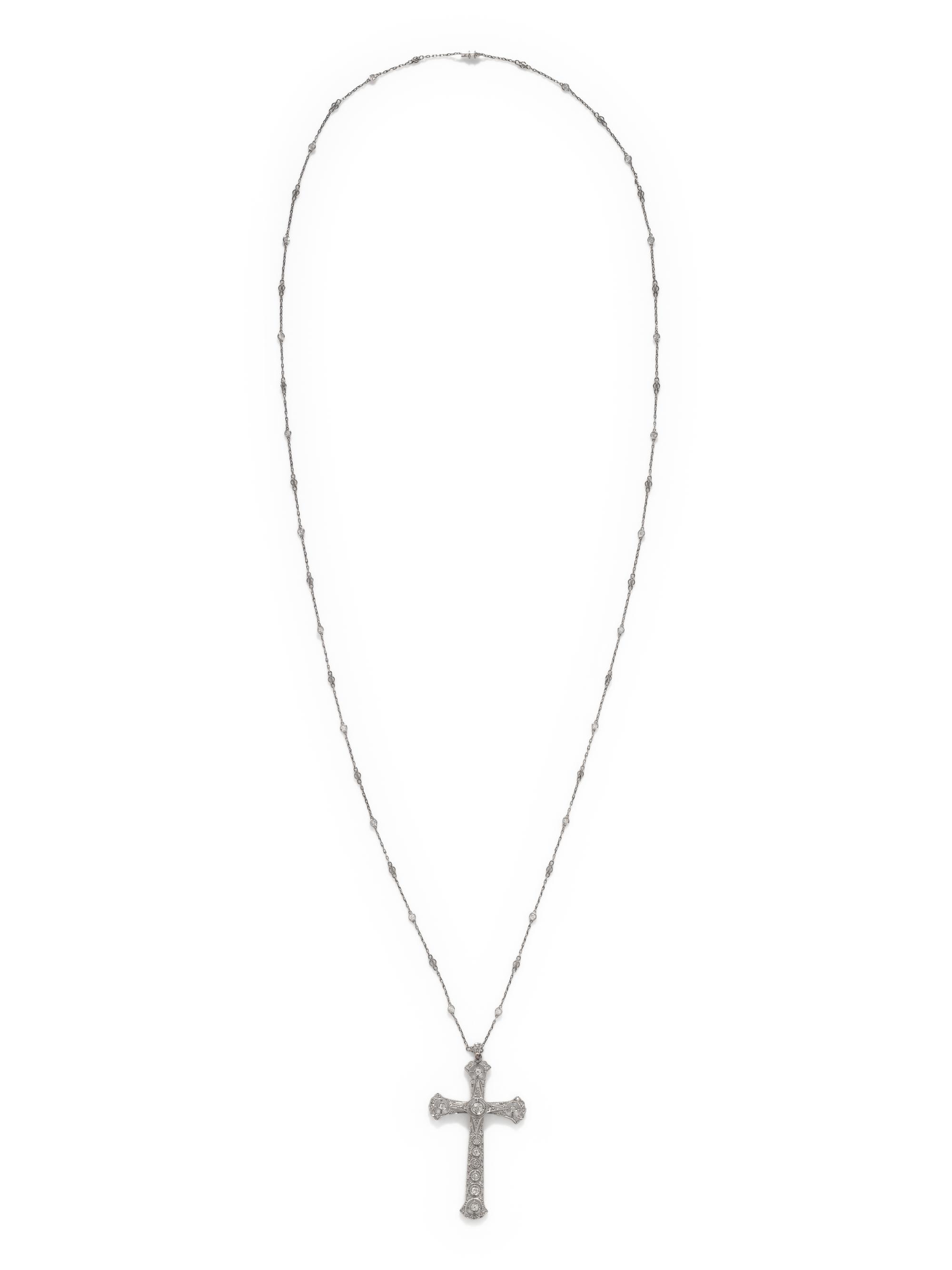 ANTIQUE, DIAMOND CROSS PENDANT/NECKLACE